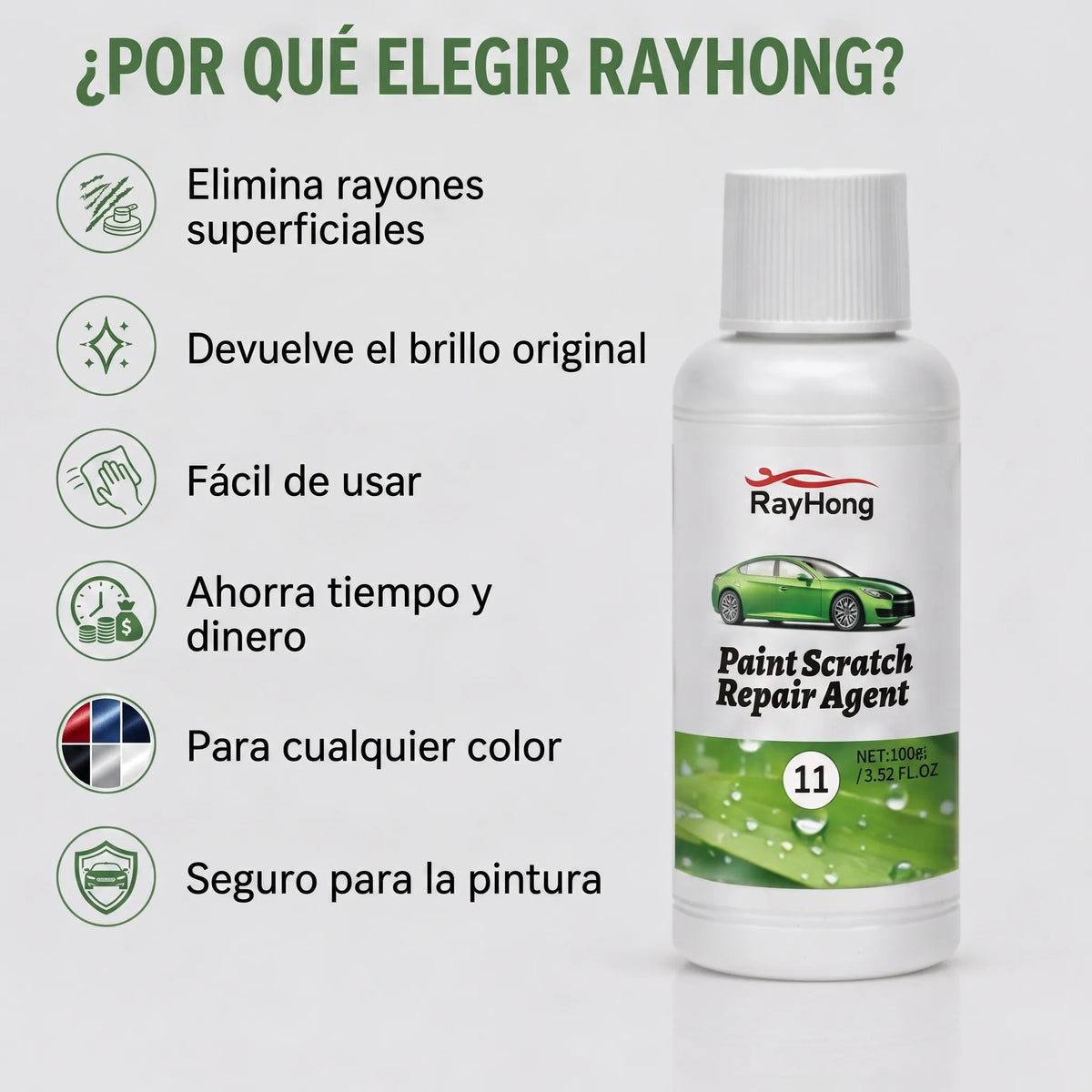 RAYHONG (50ML)— Elimina las Rayaduras y Devuelve el Brillo a Tu Auto