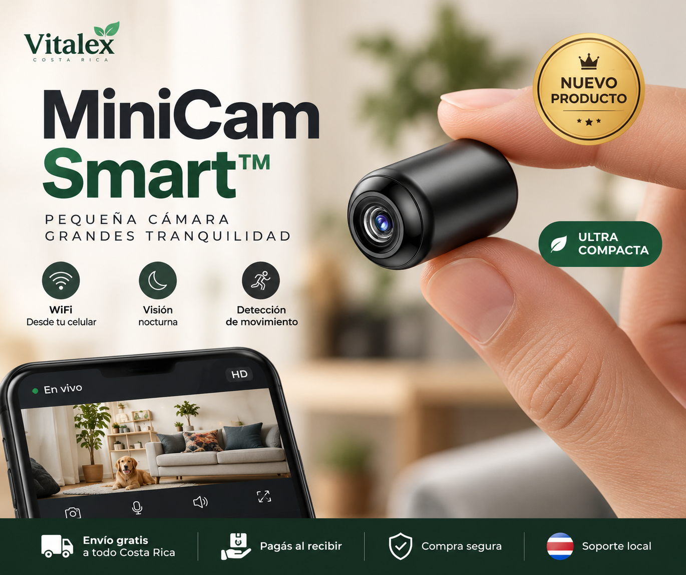 MiniCam Smart cámara WiFi ultra compacta Vitalex Costa Rica